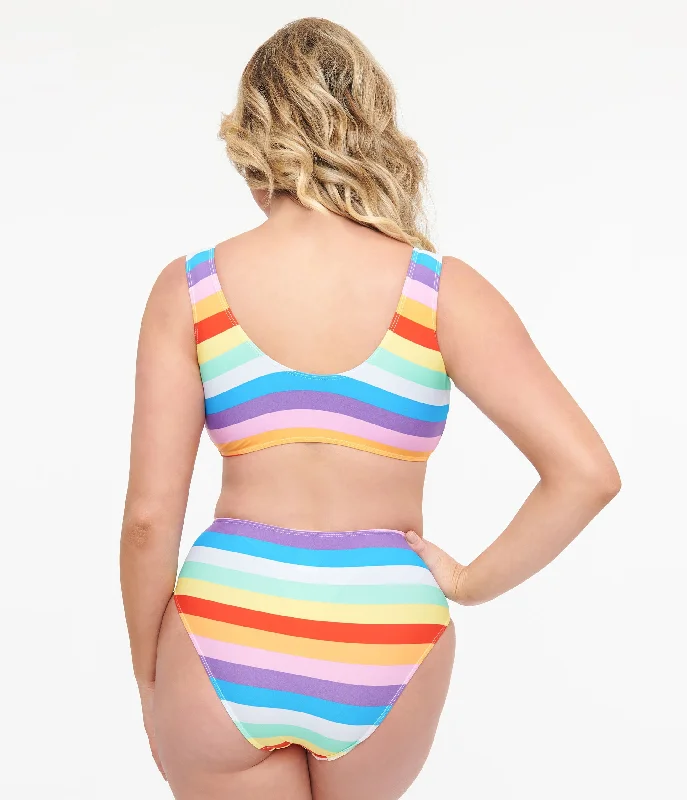 1970s-rainbow-stripe-two-piece-swim-set