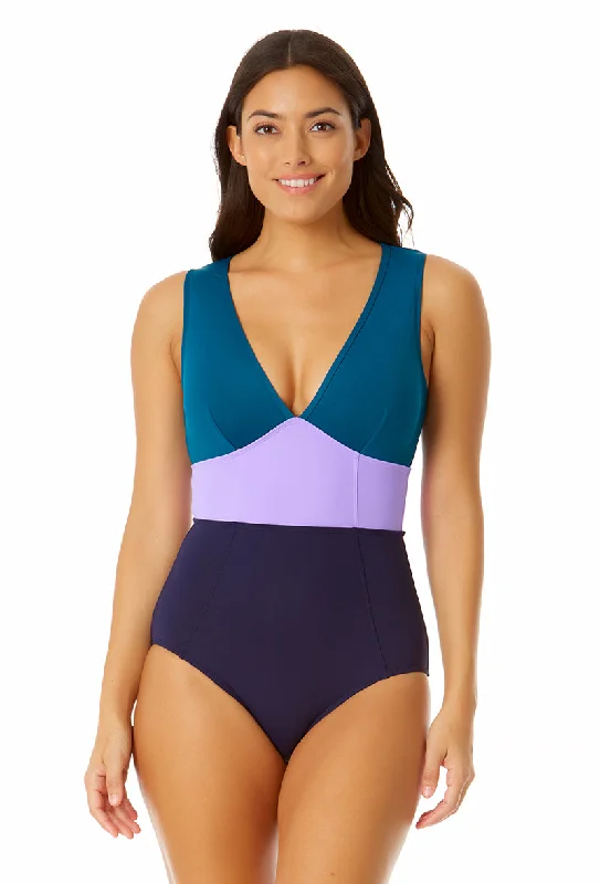 Anne Cole - Women's Plunge Zip Back One Piece Swimsuit