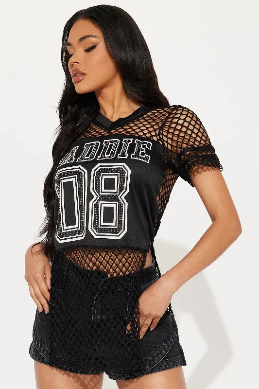 Baddie Fishnet Cover Up Top - Black