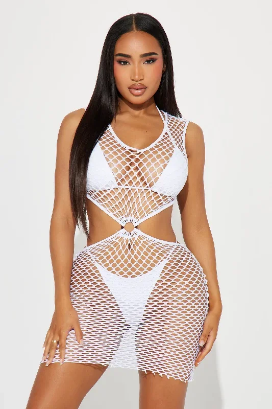 Drinks Under The Sun Fishnet Cover Up - White