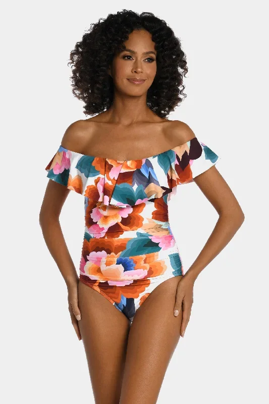 Floral Off The Shoulder One Piece Swimsuit
