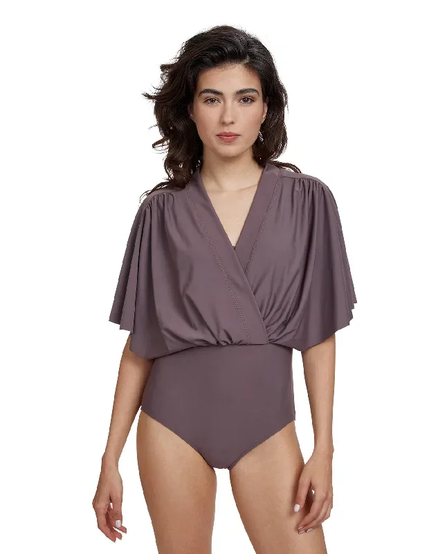 Gottex Modest V-Neck Wide Sleeve One Piece Swimsuit