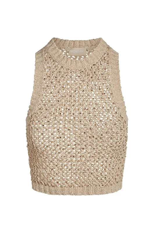 Key West Top - Champagne Diamond Crochet