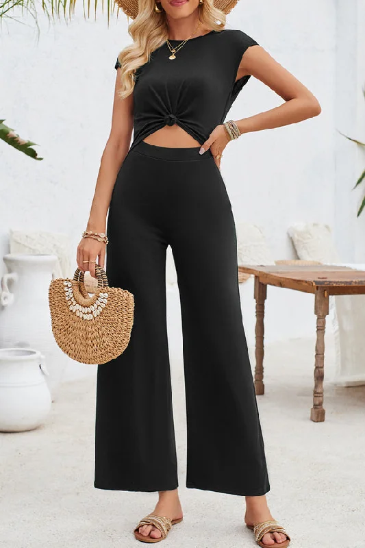 knot-design-solid-black-casual-jumpsuits