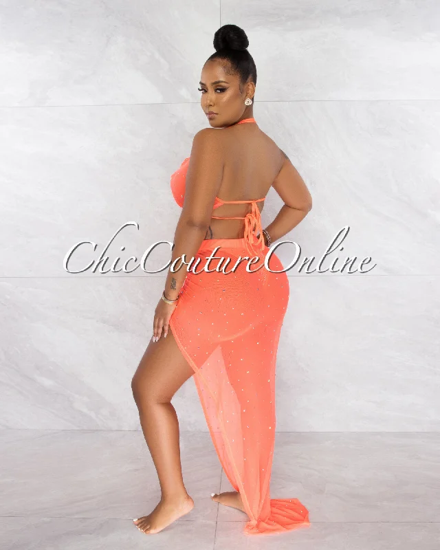 mayes-neon-orange-rhinestones-mesh-pareo-4-piece-set-swimsuit