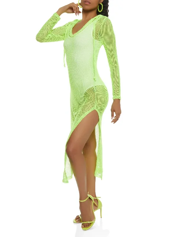 Fishnet Hooded Swim Cover Up