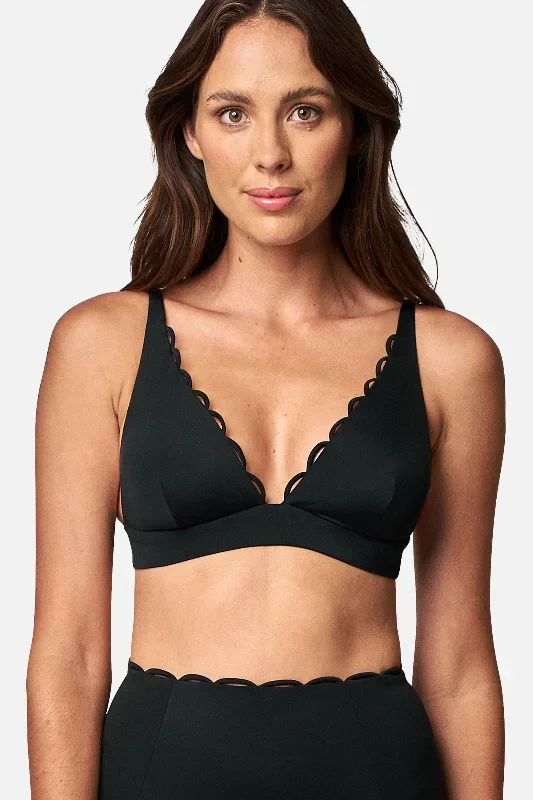 Scalloped Never Say Never Bikini Bralette BLACK