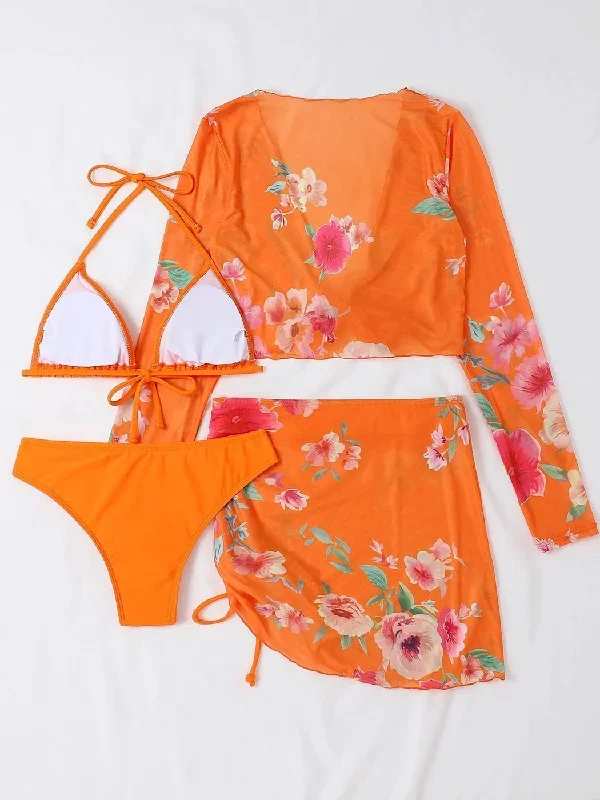 solid-color-bikini-set-with-printed-cover-up-set