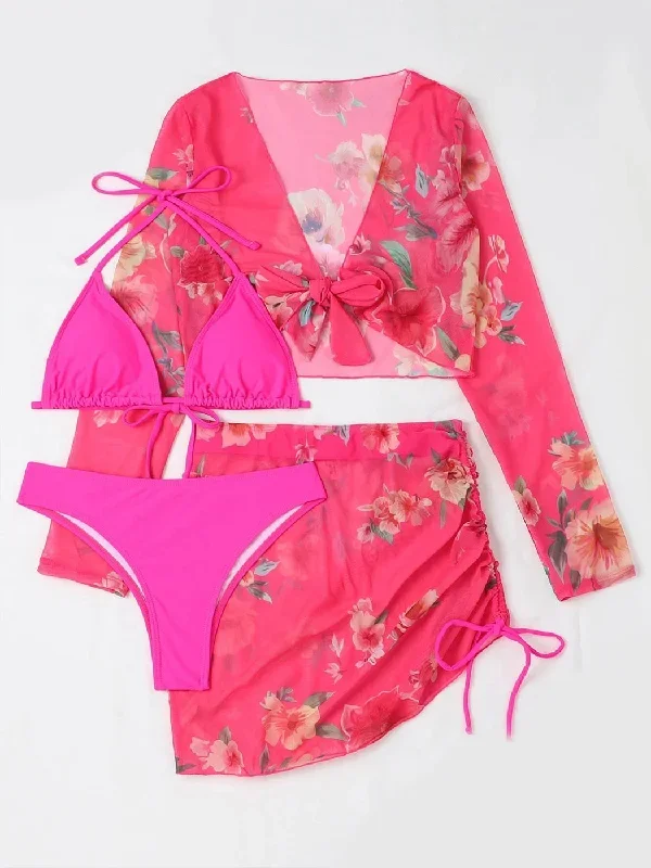 solid-color-bikini-set-with-printed-cover-up-set