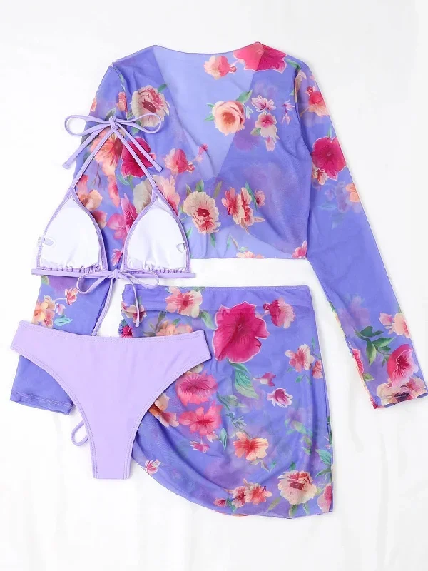 solid-color-bikini-set-with-printed-cover-up-set