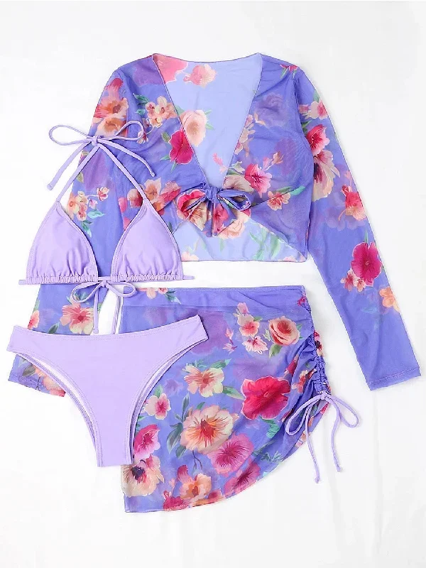 solid-color-bikini-set-with-printed-cover-up-set