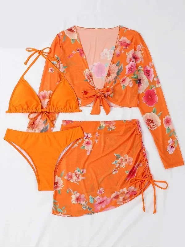 solid-color-bikini-set-with-printed-cover-up-set