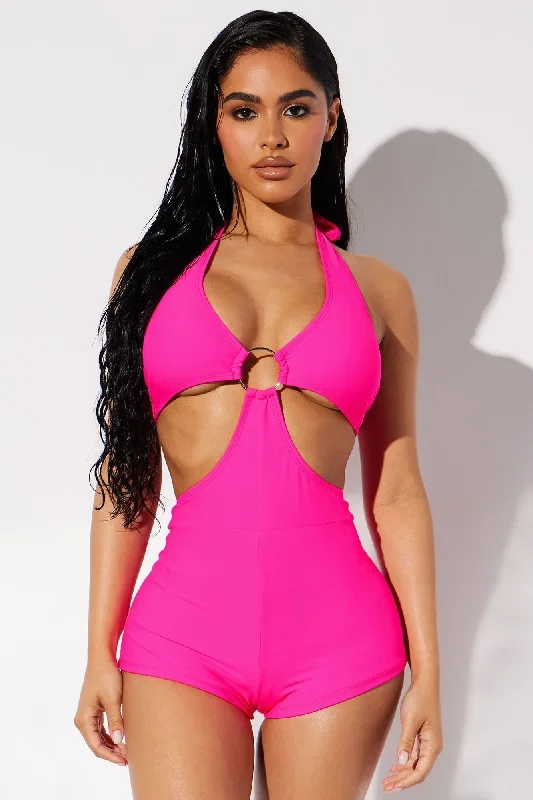 Sophia Cut Out 1 Piece Swimsuit  - Hot Pink