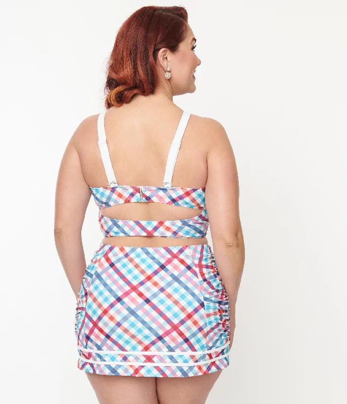 unique-vintage-plus-size-mardas-plaid-ruched-sailor-swim-bottom-w-fitted-skirt