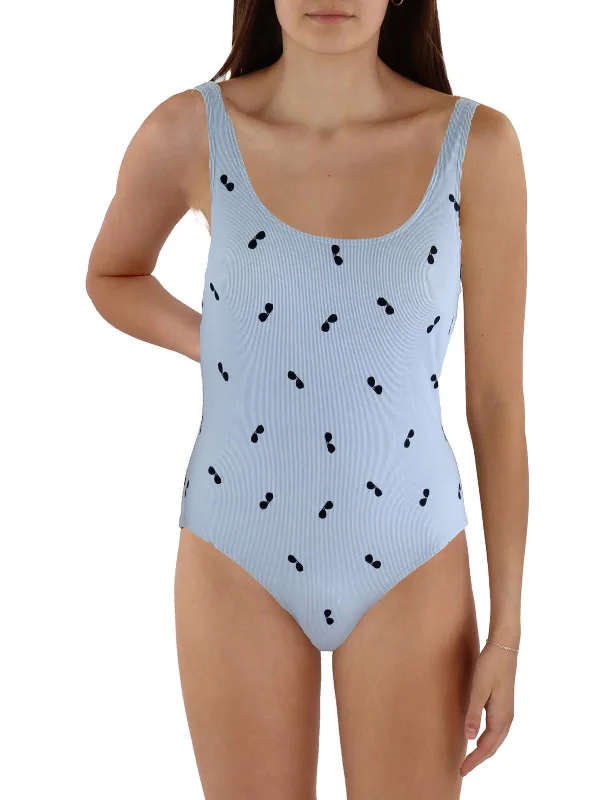 Womens Pinstripe Printed One-Piece Swimsuit